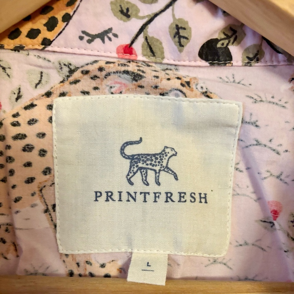 NWT Printfresh Bagheera Short-Sleeve Button Down Pajama Top - Blush - Picture 4 of 7